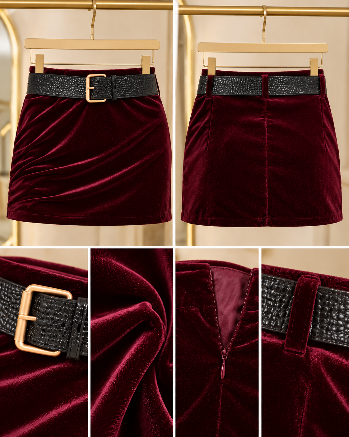 AMALIA VELVET MINI SKIRT