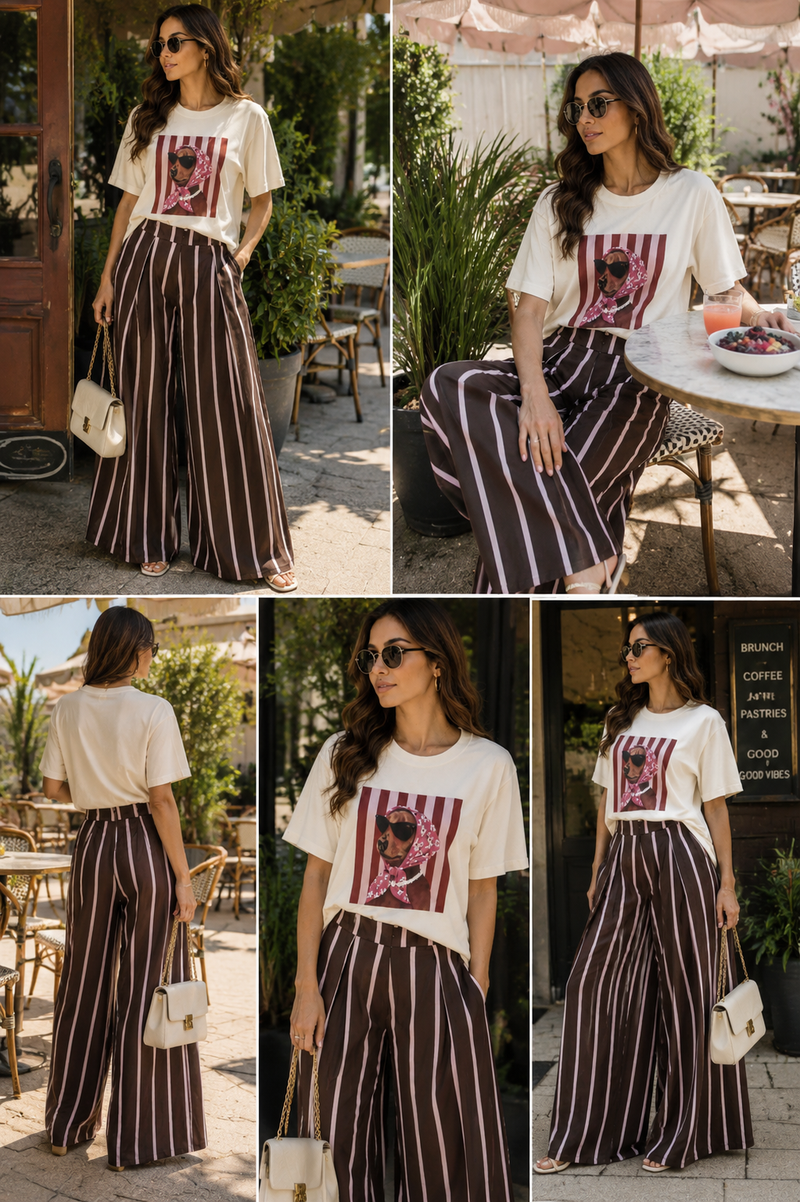 CORALIA STRIPE PALAZZO PANTS