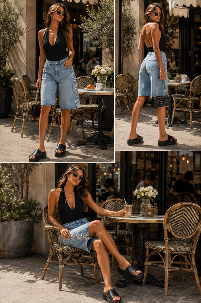 KAREN DENIM BERMUDA SHORTS