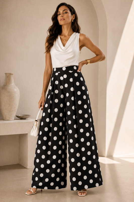 PALAZZO POLKA DOT PRINT PANTS